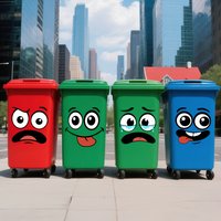 4pcs/sheet Cartoon Face PVC Stickers Self-Adhesive and Removable for Trash Cans Refrigerators Walls Toilets Party Decorations
