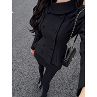 Autumn Winter Luxury Cashmere Set Double Button Design Slim Fit Woolen Jacket High Waist Skirt Two Piece Set Fashionable...