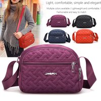 Quilted Nylon Crossbody Purse, Multi-Pocket Adjustable Shoulder Bag, Casual Lightweight Sling Bag for Everyday