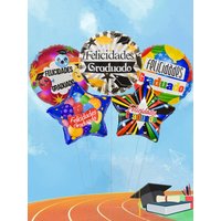 5pcs 18 Inch Spanish Congrats Grad Balloons Star Round Felicidades Graduado Ballon Graduation Decorations Prom Finish School