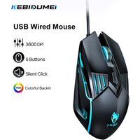 KEBIDUMEI Wired Gaming Mouse RGB Backlit 3600DPI 4 Level Adjustable 6 Buttons Ergonomic USB Computer Mice for PC Laptop Macbook