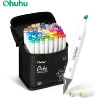 Ohuhu Oahu 60 Colors Marker Pen Set Alcohol Art Markers Dual Tips Felt Pen Sketching Drawing Graffiti Manga School Art Supplies