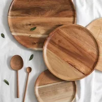2026 New 15/20/25cm DIY Thinking Wooden Plate Round Tea Wooden Dining Plate Snack Bread Dried Fruit Plate