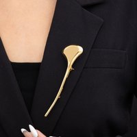 Vintage Exaggerated Ginkgo Leaf Brooches For Women Fashion Glossy Metal Flower Plant Brooch Clothing Suit Accessories Badge Pins
