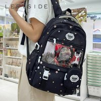 Women Star Print Ita Backpack with Clear Display Pocket 2026 New Trend Large Capacity School & Daily Daypack Female Backpacks