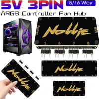 5V 3PIN ARGB Controller 8 Way Addressable ARGB Splitter Nollie SignalRGB OpenRGB For Computer PC Case Cooling Fans Light Strip