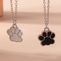 Cute Enamel Dog Cat Paw Necklaces Couple Matching Footprint Pendant Necklace Chain Women Girls Birthday Jewelry Gifts