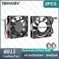 2 Pieces 60mm 5V 12V 24V Brushless USB 2PIN 3PIN DC Cooler Fan 60x60x15mm 6015 6cm For Computer PC CPU Case Cooling