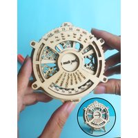 3D Wooden Puzzle Perpetual 3D Wooden Puzzle Calendar Mechanical Gears Toy Building Set Brain Teaser Games Engineering Toys model