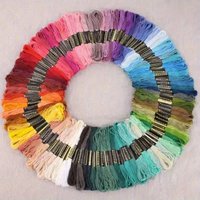 50pcs Rainbow Craft Thread Set - 6-Strand Friendship Bracelet String with Embroidery Needles & Organizer Case, Cotton