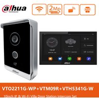 Dahua Wi-Fi POE Video Intercom Kit 10inch Touch Monitor Wireless Video DoorPhone Doorbell Station VTO2211G-WP VTH5341G-W System