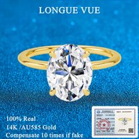 100% Real 14K Gold Oval Moissanite Diamond Ring Engagement Wedding Band 2/3 Carat Hollow Jewelry Woman Valentine's Day Gift