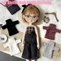 For Blythe Doll Clothes Turtleneck Sweater Plaid Shirt Jeans Set Jk Pleated Skirt Dress Outfit Clothing OB22 OB24 1/6 HelloKitty