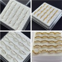 1 box/20PCS gold silver brass pierced nose ring, inlaid with shiny glass stones - ladies luxury nose ring jewelry, perfect for d