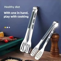 Non-Slip Stainless Steel Cooking Tongs: Must-Have Accessory for Barbecue, Kitchen, and Buffet - Great for Meat, Salad, and Bread