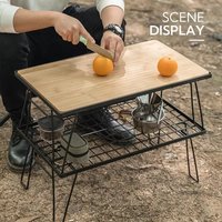 CAMPINGMOON T-230-2TP IGT Camping Hiking Outdoor Portable Double Barbecue BBQ Grill Wire Mesh Net Rack Folding Picnic Table