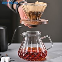 JUSTINLAU Hand-poured Coffee Dripper High Borosilicate Glass Coffee Brewing Pot Reusable Espresso Filter Cups Home Barista Tools