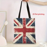 1pc British Union Jack Flag Tote Shoulder Bag - Lightweight Durable Polyester Bag for Women's Shopping, School, Travel