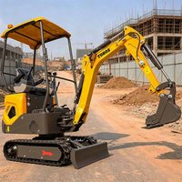Günstiger Minibagger, Ketten-Landwirtschaftsbagger, 1,2 Tonnen, maßgeschneiderter Bagger mit Kabinen-Daumeneimer, Mini-Bagger für den Bauernhofgebrauc