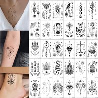 30 Sheets Hand Tattoo for Men Women Waterproof Animal Snake Butterfly Fish Moon Spider Wed Temporary Tattoo Stickers Fake Tattoo