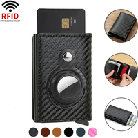Leather Credit Card Holders Wallets Purses Smart Wallet Men Rfid Id Cardholder Black Card Bag Card Clips Women Men for AirTag