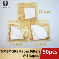 TIMEMORE Coffee Filter Paper 50pcs Pour Over Coffee Paper Filters Home V-Shaped Filter Paper Work With Cone Coffee Dripper