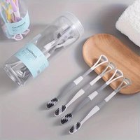 8pcs Bamboo Charcoal Toothbrush and Tongue Scraper - Dual-Purpose Oral Care with Soft Bristles and Silicone Handle