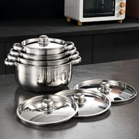 4pcs Stainless Steel Cookware Set with Heat Conduction Simmering Feature - Perfect for Soup, Noodles & More | Essential Kitchen