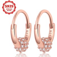 925 Sterling Silver Rose Gold Pave CZ Pendant Double Hoop Earrings Studs Women Original Fine Engagement Anniversary Jewelry Gift