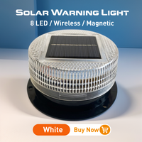 Solar Charging 8 LED Magnetic White Strobe Warning Light for Vehicle Boat Wireless Waterproof Night Sensor