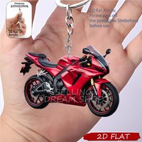 2D Motorcycle Keychain - Rider & Bike Graphic, acrylic accessory for keys, bags, phones, party gifts & luggage tags.