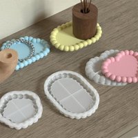 1 Pcs Geometric Bubble Storage Tray Silicone Mold DIY Gypsum Ornament Storage Tray Mold Circular Flower Cloud Heart Coaster Mold