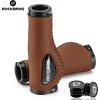 ROCKBROS Leather Bicycle Grips Liquid Silicone MTB Handle Ergonomics Handlebar Grip Bilateral Lock Non-slip Cozy Bike Accessorie