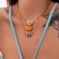 Boho Colorful Snail Pendant Beads Chains Choker Ocean Necklace for Women 18k Gold Plated Stainless Steel Tarnish Free Jewelry