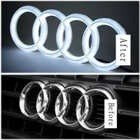 AUDI Front Grill Light For A3 A4 A5 A6 A7 A8 S3 S4 S5 S6 S7 Q3 Q5 Q7 4D Sticker LED Lamp Car Front Logo Light AUDI Accessories