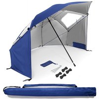 2.4 Meters Camping Parasol with Mesh Window Fishing Umbrella Beach Tent Umbrella Sun Protection and UV Protection
