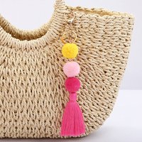 Colorful Tassel Keychain Handmade Plush Pompom Pendants Keyring for Women Girls Handbag Charms Gradient Key Holder Jewelry Gifts
