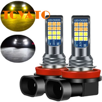 TCYATO 2Pcs Dual Color Fog Light Bulb 24SMD H11 H8 Car LED Fog Lamp DC 10-30V 35W Car Running Lights 3000-6000K IP67 Waterproof