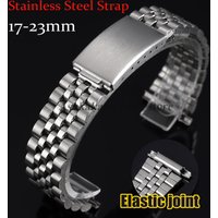 17/18/19/21/23/20mm/22mm Elastic Straight End Stainless Steel Watch Strap for Seiko Metal Watchband Folding Buckle Men Bracelets