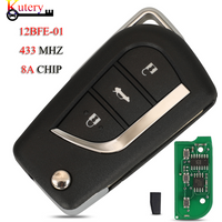 Jingyuqin-Clé de voiture intelligente à distance 12BFE-01 pour Toyota Auris Camry Yadditif, RAV4 2015-2018, 433Mhz, puce 8A, 3 boutons avec lame TOY40