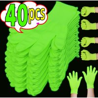 40-2pcs Fluorescent Green Gloves Glow in UV Neon Glove Neon Party Supplies Glow in Blacklight Light Theme Party Birthday Decor