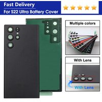 Glass Back Cover Case for Samsung S22 Ultra 5G S22U SM-S908B with Camera Lens Protection Adhesive Rear Battery Door