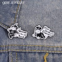 Cute Uniform Black Cat Brooch Enamel Pins Meow Chemical Romance Welcome To The Cat Parade Brooches Bag Lapel Badge Jewelry Gifts