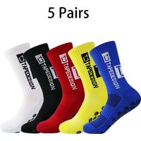 5 Pairs New Mid-barrel Football Socks Anti-slip Silicone Bottom Thickened Towel Cushioning Soccer Socks Basketball Yoga Socks