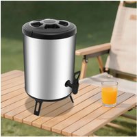 8L/2.1gal Black Portable Stainless Steel Insulation Barrel, Freestanding Insulated Beverage Dispenser for Coffee, Tea, Water, Milk, Soup, Etc