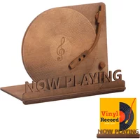 Now Playing Vinyl Record Stand Tabletop Wood Record Holder Decorative Vinyl Record Holder Display for Home Office & Record Store