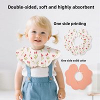 Korean Style Baby Petal Knit Bibs - Double-Sided Reusable Newborn Feeding Bibs, Absorbent Leakproof Soft Skin-Friendly