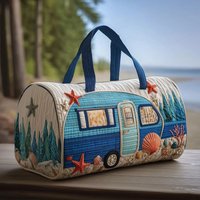 Fashion 3D Quilted Duffle Bag Bus Design Large Capacity Travel Handbag Sturdy Retro Boho Gym Tote Bag Daily Outings