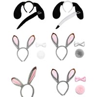 Rabbit Ears Headband Plush Bunny Ear Dog Ears and Tail for Kids and Adults