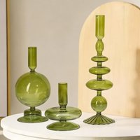 3pcs Colorful Taper Glass Candle Holders Nordic Home Decor Romantic Candlesticks Wedding Table Centerpiece Candlelight Decor